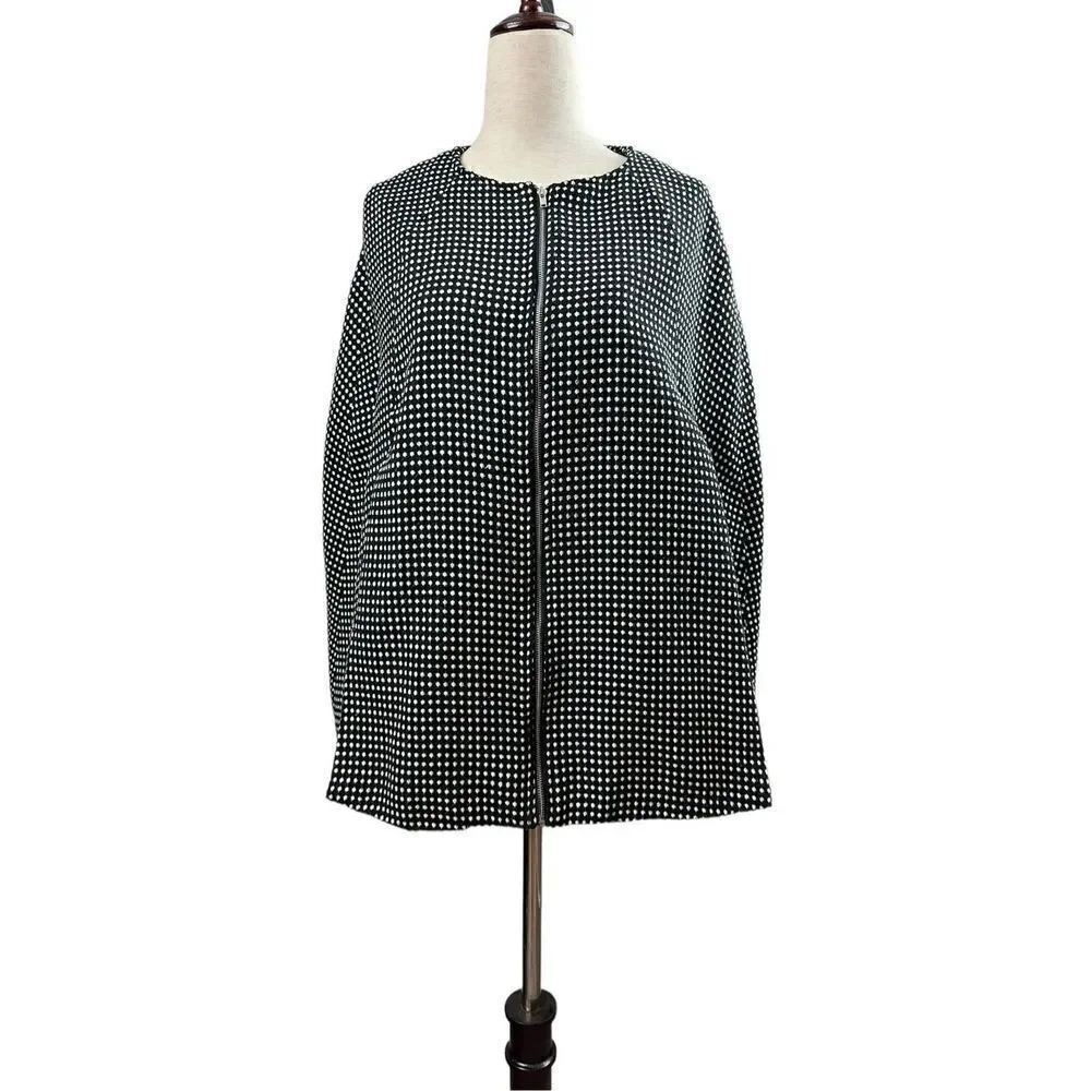 Massie Polka Dot Zip Up Lined Poncho Cloak Cape Size Medium